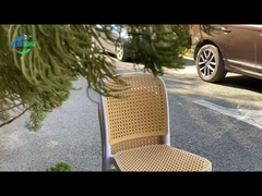 صندلی ناهار خوری با کمر بلند فرانسوی در پلاستیک صندلی رتان سیاه